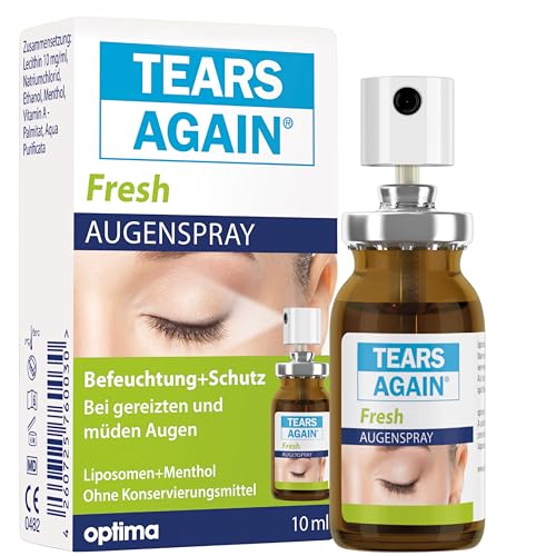 TEARS AGAIN Fresh 10ml - Augenspray gegen trockene Augen auch für Kinder geeignet - Hilft bei müden und gereizten Augen - Ohne Konservierungsstoffe - Frische Augen mit Menthol
