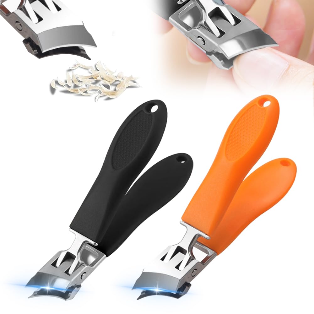 Wide Jaw Opening Anti-Splash Slanted Nail Clipper Fingernail and Toenail Clippers Clippers for Ingrown Nails Curved Toenail Clippers