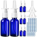 ZHWKMYP 10 Pcs Nasal Spray Bottle Empty, 30ML/1oz 6 Pcs Refillable Nasal Spray Bottle Fine Mist Glass with 2 Funnels and 2 Labels