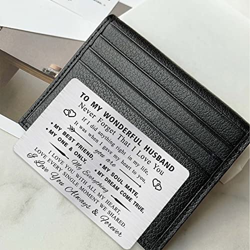 MOQIYXL Romantic Men Velentine's Cards for Him Husband, Metal Engraved Wallet Card4