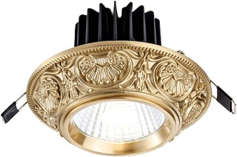 Foco empotrable LED de 3 W, 5 W, 7 W y 10 W con Borde Deflector de latón Tallado Vintage, Foco empotrable Moderno para Sala de Estar, luz de Techo, focos empotrables LED.,5w-3000K