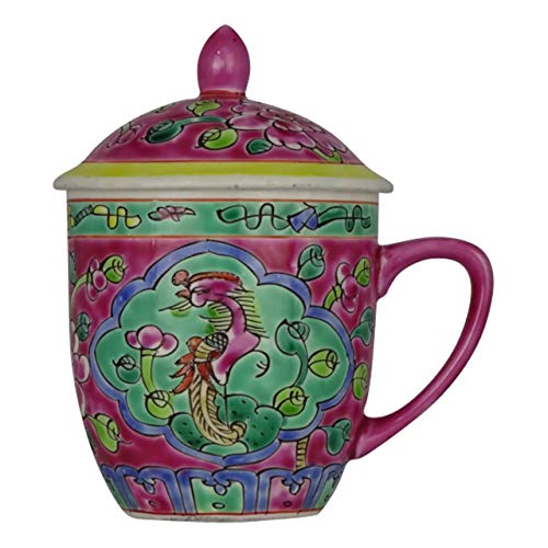 プラナカン マグカップ（フタ付き） (ピンク)のサムネイル