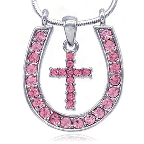 Horseshoe Cowboy Boots Cross Pendant Necklace Cowgirl Charm Ladies Women Fashion Jewelry