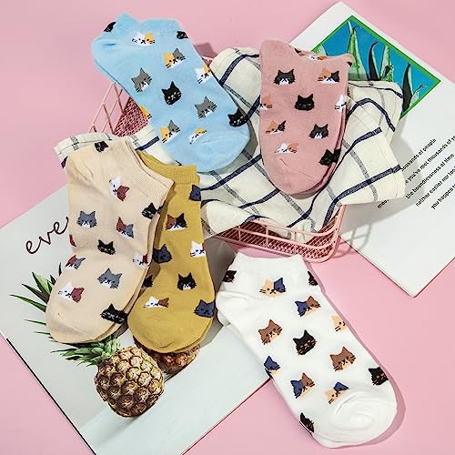 Justay CS-070-05 5 Pairs Womens Cute Cat Socks Novelty Funny Cat Claw Socks Animal Fun Ankle Socks thumb #2