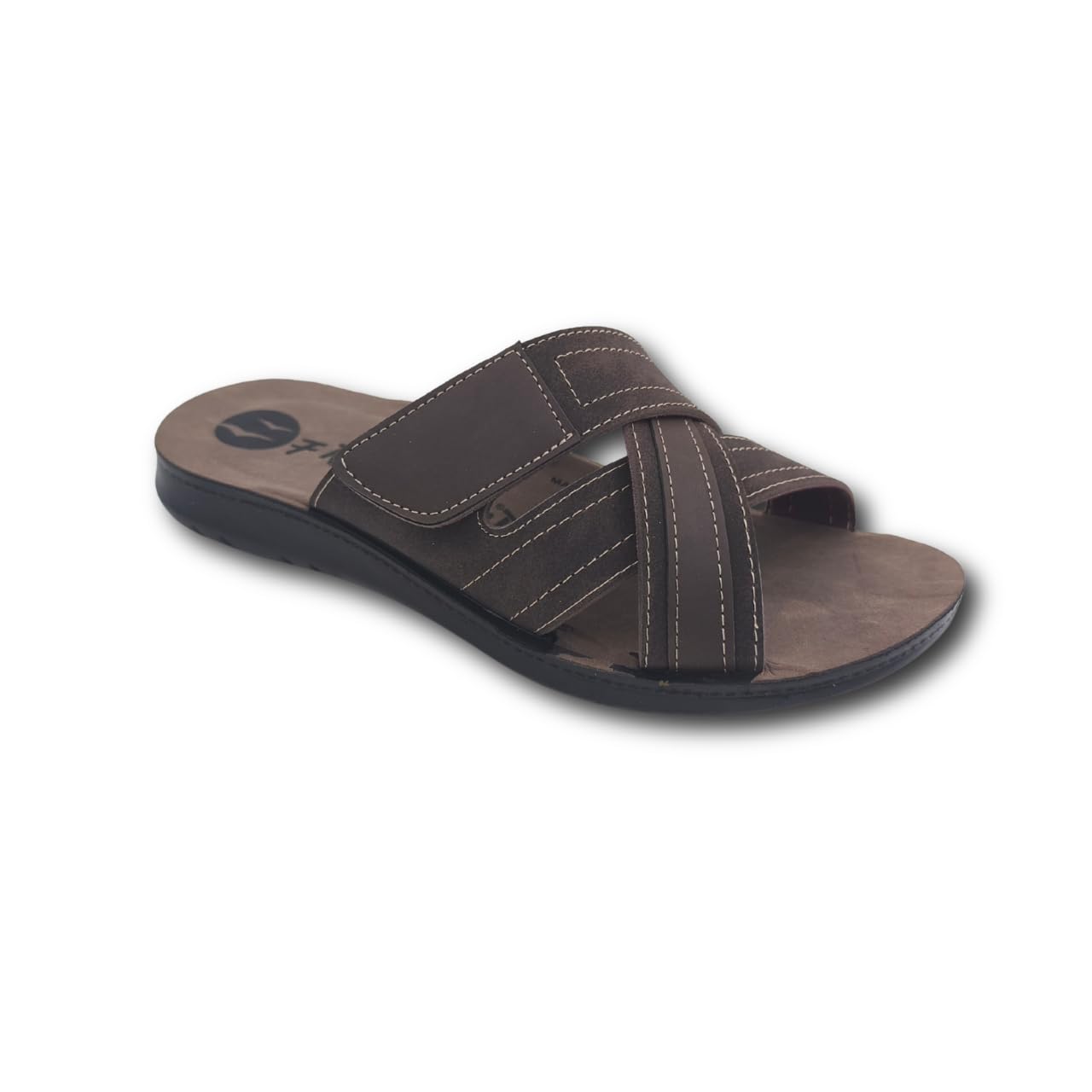 Freeland Chanclas para hombre de verano de piel, sandalias de cuero para playa, playa y casa, zapatillas abiertas y súper ligeras