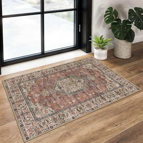 Tapete KUTA Vintage Washable Terracotta 2x3 pies miniatura 1