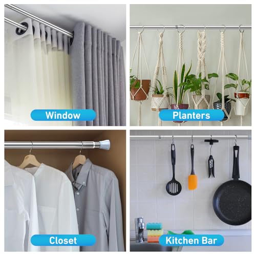 Image of MEXAU 1Pack Spring Tension Curtain Rod 27-50 inch Silver Small Tension Rod