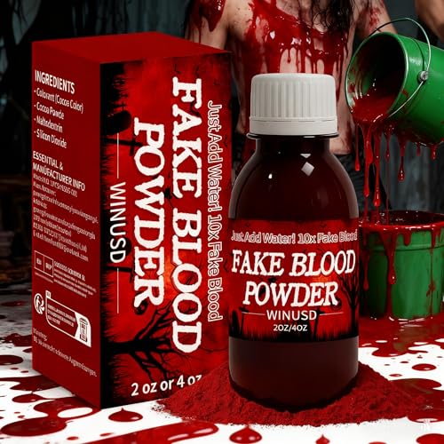 WINUSD 4oz Halloween Fake Blood Powder, Washable SFX Makeup Stage