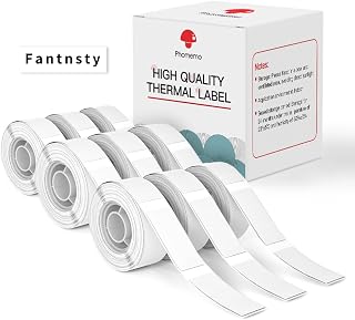 Phomemo D30 Label Maker Tape, 0.47 Inch Black on White Sticker Thermal Paper Self-Adhesive Label Tape, 12 x 40mm, 0.47 Inch x1.57 Inch, 160 Tapes/Roll, 9-Rolls