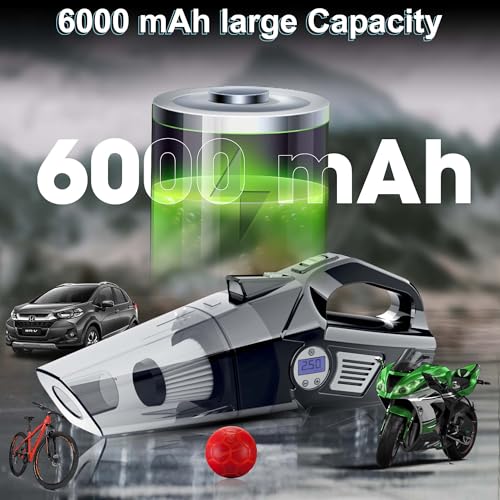 Image of 4 in1 Wireless Car Vacuum Cleaner with Tyre Inflator High Power 7000PA Handheld Car Vacuum LED Light, for Wet /Dry Use, Black (‎TWOWAY PRO)
