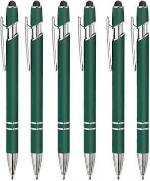 Stylus Tip Ink Pens with Metal Body, Medium Point 0.7mm, Black Gel Ink Pens, 6 Count - Home, Office, School, Journaling, Writing, Note-Taking, Teacher Supplies Green