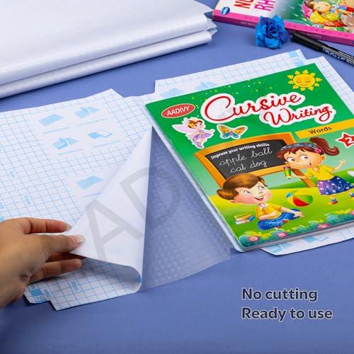Image of 50 Pcs- Medium Sizes Book Biding Cover Cut Self-Adhesive Book Cover Transparent, Paper Sticker Book Cover Film, Waterproof School Textbook Protective Case Cover, Diamond Pattern. 43x30 CM