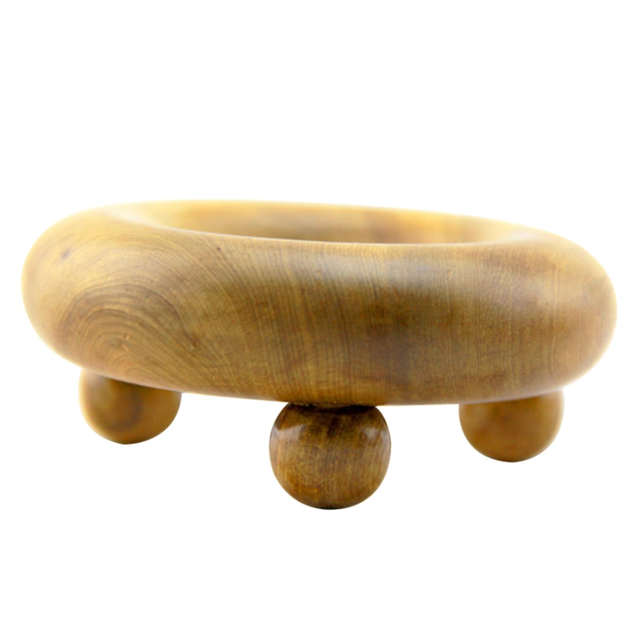 FRCOLOR Lot de 4 masseurs de cou en bois - Cadeau parfait - Tête en bois portable - Rouleau de massage en - Outil circulaire - Roue de défilement - de santal ancien
