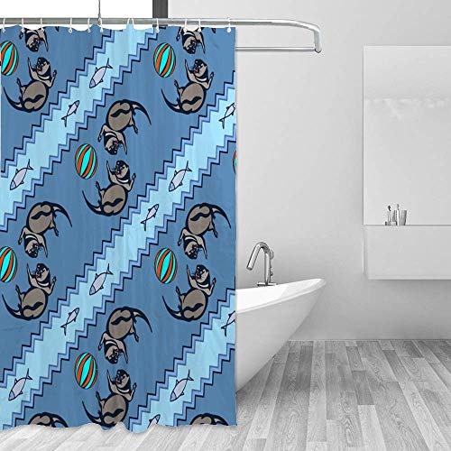 Rideau de douche loutre bleu en polyester pour stopper l'eau du bain - 5