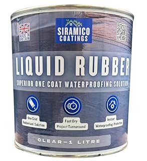 Siramico Coatings Liquid Rubber Roof Coating | Instant Leak Seal Technology I Quick Drying, One Coat Waterproofing Sealant | Black, Grey & Clear (Clear, 1 Litre)