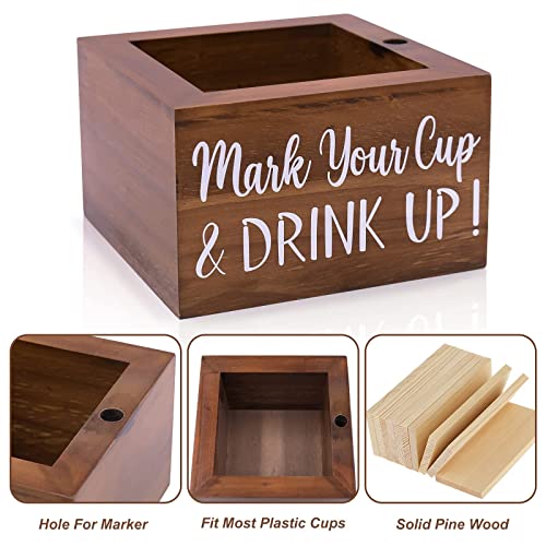 Zingoetrie Natural Solo Cup Holder, Wooden Party Cup Organizer Storage Party Cup Dispenser Cup Mark Your Cup And Drink Up For Bathroom Kitchen Bar Counter Rustic Farmhouse Home Party Decor #TOP1