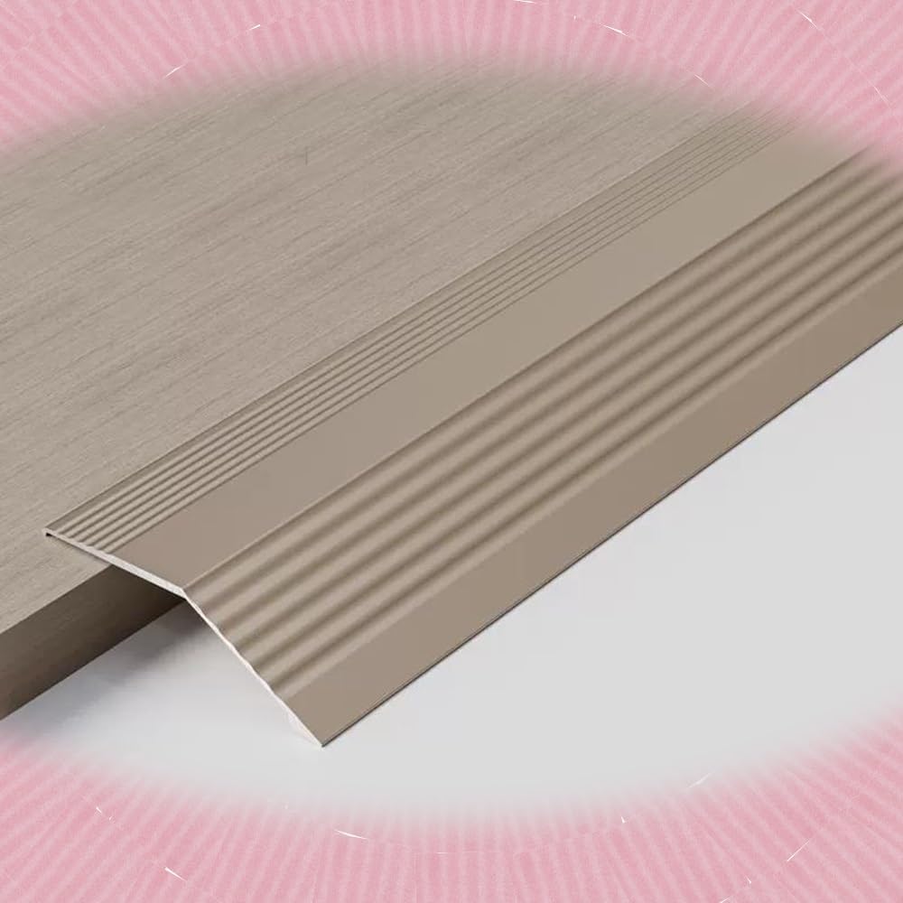 2 Inch Wide Floor Transition Strip 3ft 4ft 5ft Door Threshold Cover Aluminium Reducer Transition Strip Non Slip Floor Strips(Champagne,48in/120cm)