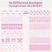 BkeeCten 12pcs Pink Bow Washi Tape, Trendy Watercolor Pink Bow Cherry Preppy Aesthetic Decorative Tape, Cute Bowknot Heart Buffalo Plaid Artistic Tape for DIY Craft Scrapbook Wrapping Decor