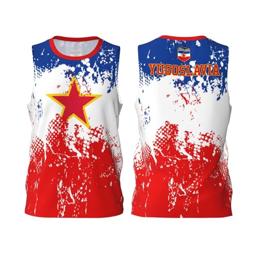 Camiseta de baloncesto con diseño de bandera de Yugoslavia con estampado completo en 3D, Negro, 4XL