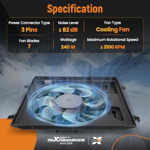 Image of maXpeedingrods Engine Radiator Cooling Fan Assembly for Jeep Wrangler JK V6 3.8L 2007-2011