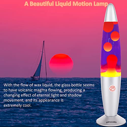 Opulars Lava Lamp Motion Lamps For Adults Kids And Teens, Silver Base Lamp 13.5-Inch With Orange/Yellow Wax In Purple Liquid,Christmas Thanksgiving Lights For Bedrooms Cool Stuff Birthday Gift #TOP1