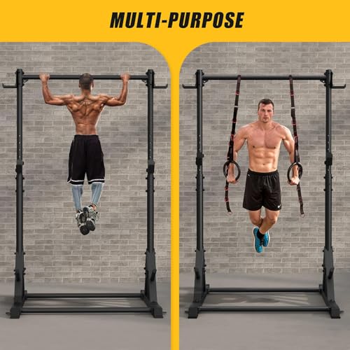 Image of Jusgym Squat Rack with Pull Up Bar, Heavy Duty 600LBS Weight Capacity Squat Rack for Home Gym, Adjustable Multi-Functional Power Racks Strength Training Fitness Equipment