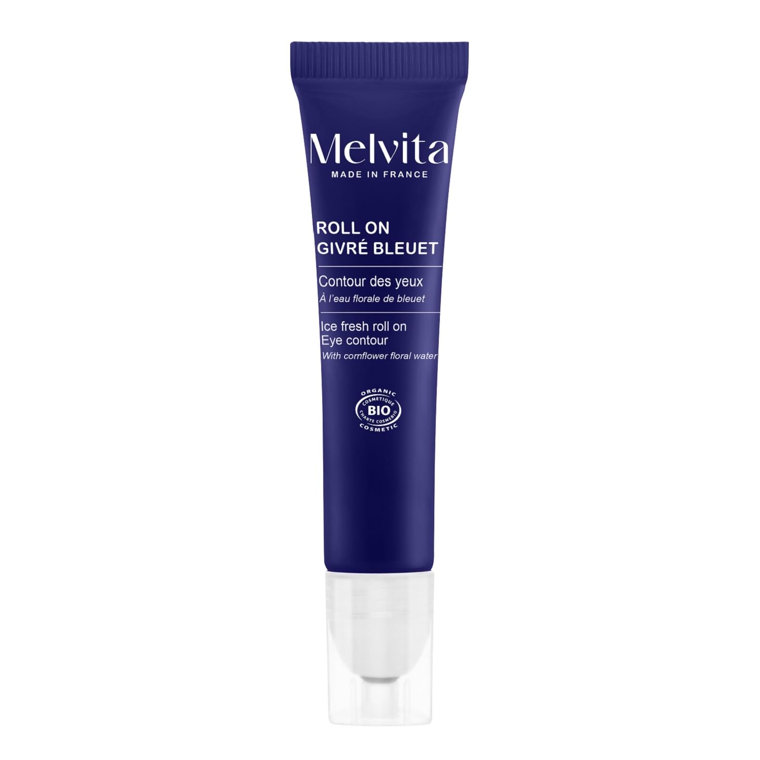 Melvita, Frosted Eye Contour Roll-On with Organic Cornflower, Soothing and Refreshing Treatment, Reduces Dark Circles and Eye Bags, 15 ml, Ideal for a Radiant Look