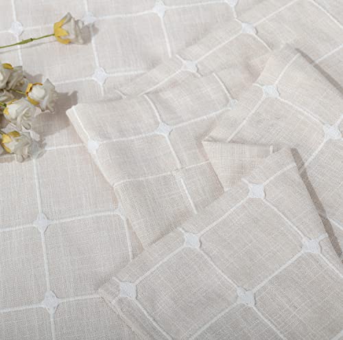 Shunjie.home Embroidered Plaid Valances For Kitchen 54" X 18", 1 Pack Checkered Valances For Window Treatment Decor Cafe Bedroom (Beige, 1Pc) #TOP1