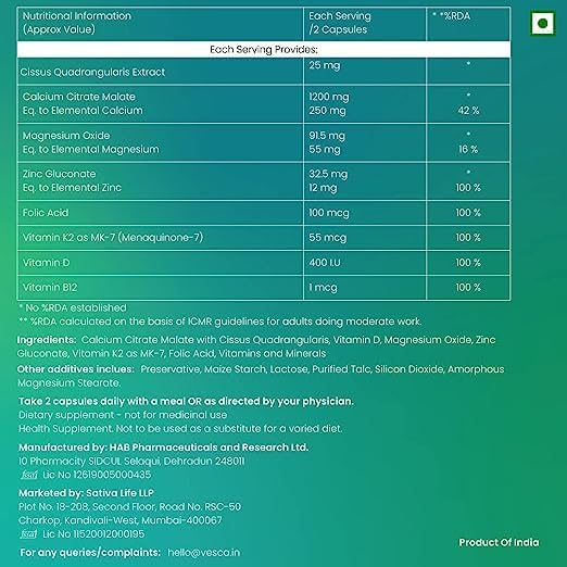 Miniatura 2 de Magnesio Zinc Vitamina D y B12, suplemento de calcio para hombres y mujeres para la salud ósea y articular  30 cápsulas