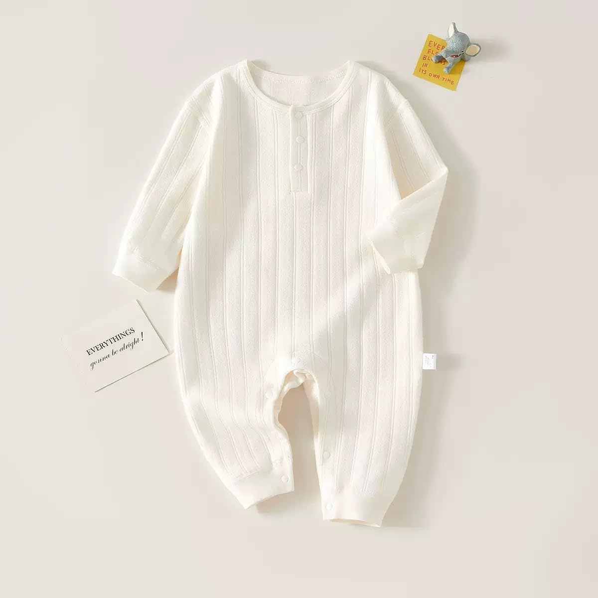 HALQAHA Unisex Newborn Baby Jumpsuit 100% Cotton Long Sleeve Baby Outfit Soft Comfortable Baby Clothes for Boys and Girls(White 0-3M)