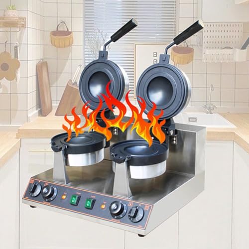 YJFEDCC Máquina Eléctrica De Hamburguesas De Helado De Doble Cabezal, Máquina De Hamburguesas Eléctrica, Máquina De Pan Redonda De Prensado En Caliente