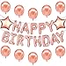 Rose Gold Happy Birthday Balloons Decorations – Cute Rose Gold Party Supplies and Rose Gold Party Decorations | Latex and Star Balloons + Rose Gold HAPPY BIRTHDAY Letters For All Ages + Balloon String