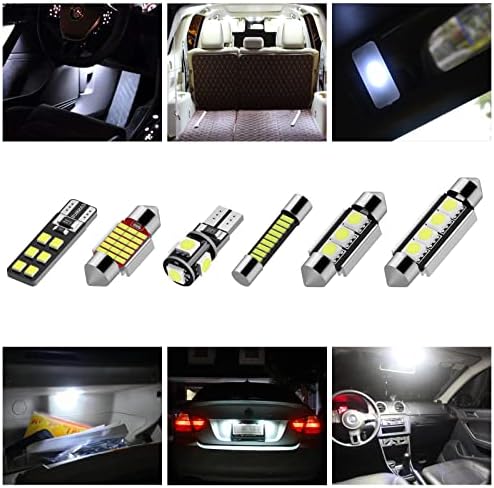 Justech 22PCs Can-bus Error Free LED SMD Bulbs Kit Set Spare Parts for Car Interior Dome Map Door Courtesy License Plate Lights Festoon C5W T10 168 194 2825 Xenon-White