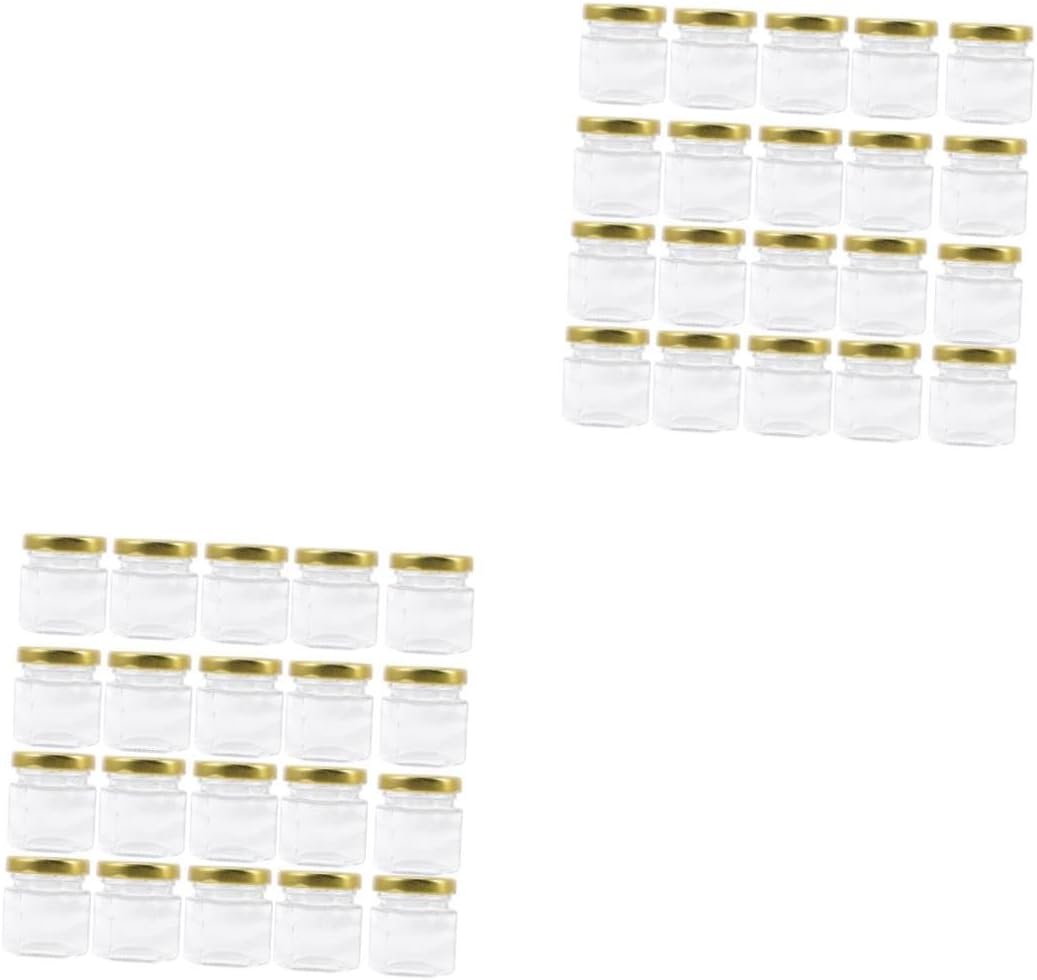 45ml Hexagon Glass Honey Jars with Airtight Lids Small Canning Jars for Jam Jelly and Honey for Baby Showers and Wedding Favors