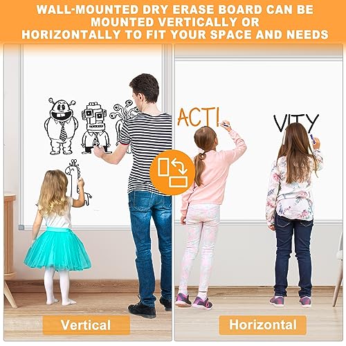 H-Qprobd Dry Erase Board for Wall 72"x40" Aluminum Presentation Magnetic Whiteboard with Long Pen Tray, Wall-Mounted White Board for School, Office and Home - Image 3