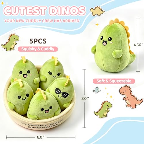 Image of Emotional Support Dinosaur Set of 5, Desk Decor Coworker Gifts | Funny Gifts for Him and Dinosaur Lovers, Cute Office Accessories for Birthdays, Farewells, New Jobs and Work Friends