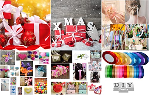 Image of DIY Crafts Pack of 100 Mtr 50x2, Random Shown Colour, 50 Mtr Random 3mm 10 Glitter Color Onion Ribbon Glitter Chrismas Wedding Decor Cake Candy Box Packagin(Pack of 100 Mtr 50x2, Random Shown Colour)