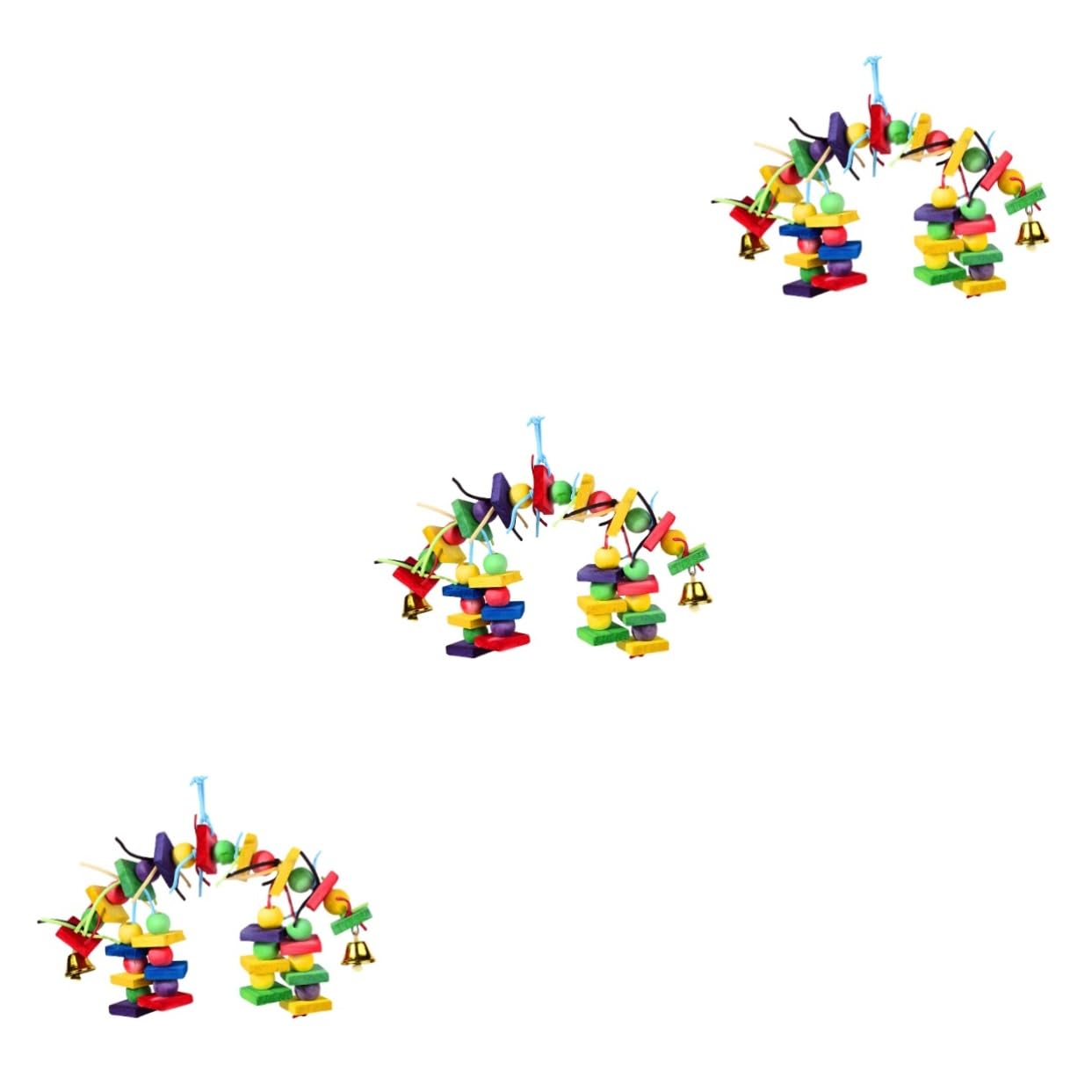 ABOOFAN 3pièces Jouet à Mâcher Bois Coloré pour Perroquet Accessoire Ludique pour Oiseaux Jouet De Jeu Et Amusant pour Animaux De Compagnie