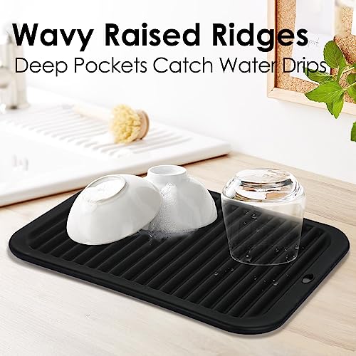 Image of Silicone Trivets for Hot Pots and Pans, 3 Pack Heat Resistant Pot Holders for kitchen Large Silicone Trivet Mat for Hot Dishes, Black Hot Pads for Kitchen Counter, Hot Mats Spoon Rest, 9 * 12 Inches