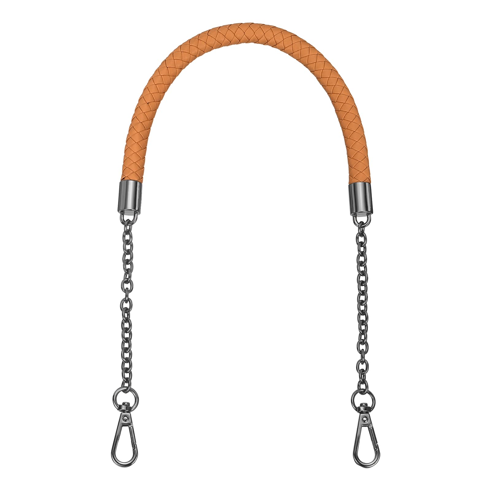 sourcing map PU Leather Chain Purse Strap, 24.4 Inch Braided Purse Handle Replacement for Handbags Underarm Bag Tote (Yellow Brown, Black Buckle)