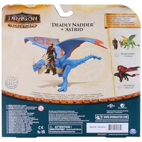 DreamWorks Dragons Deadly Nadder & Astrid Action Figures Viking Rider Duo | 13-Inch Nadder Dragon Toy, 3-Inch Astrid Viking Action Figure, Real Feel Wings, Pretend Play Gifts for Kids Ages 4+ - image 7