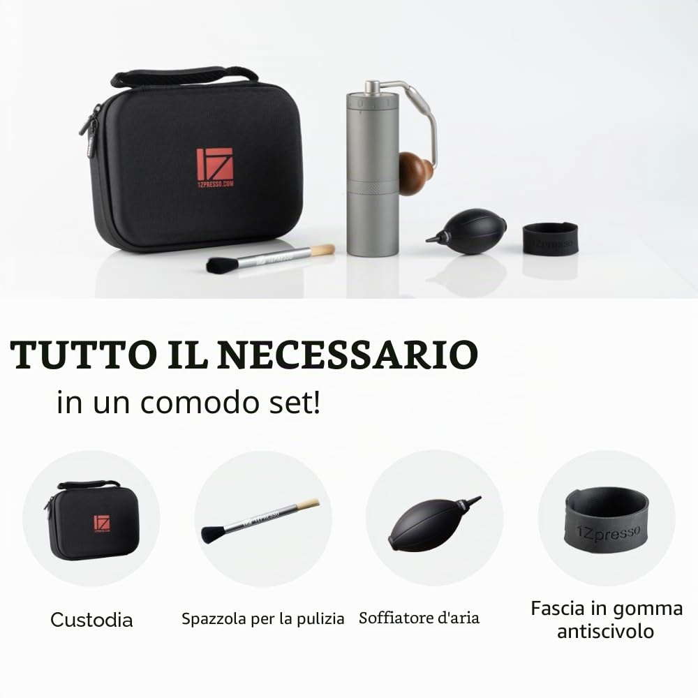 1Zpresso X-Ultra Macinacaffè Manuale Nero, Struttura Robusta in Metallo, Assemblaggio in Acciaio Inox, Regolazione Esterna Numerica, Contenitore, Elevata Efficienza di Macinatura, Macinino Portatile