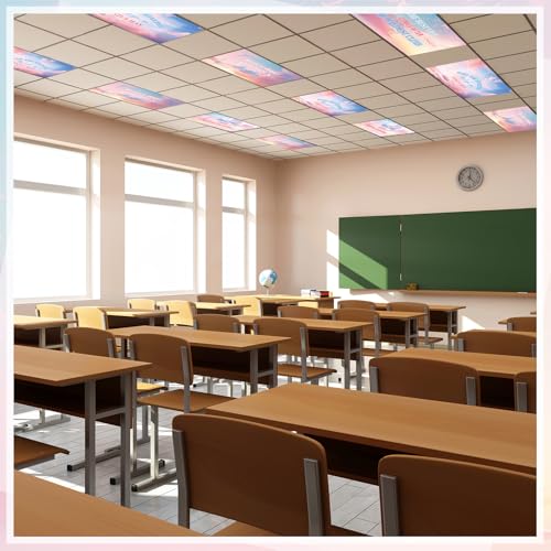 Image of VIHOSE 4 Pcs Fluorescent Light Covers for Ceiling Lights 4 x 2 ft Motivational Magnetic Light Covers Inspirational Classroom Filters for Classroom Office Home Kitchen(Sunset)