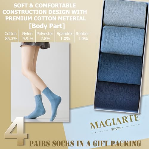 Image of MAGIARTE Womens Athletic Cotton Mini Crew Socks Thick Cushioned Running Hiking Multi Sports Socks for Women 4 Pairs