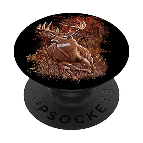 Art Design Deer Hunting Gift Running Buck Image PopSockets Grip and Stand for Phones and Tablets