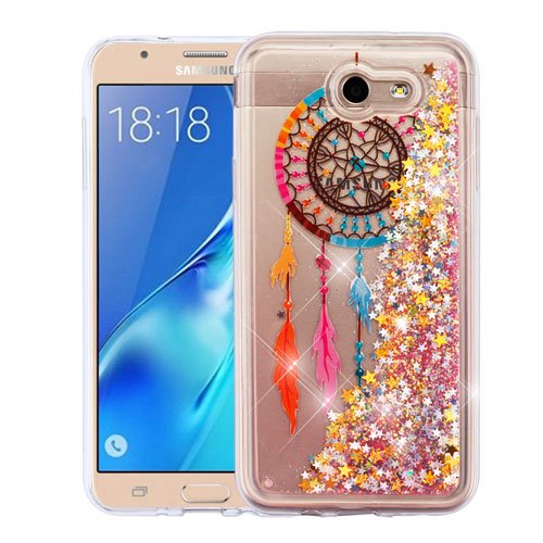Wydan Case for Samsung Galaxy J7 Sky Pro, Perx, J7 V, J7 Prime, Halo, J7 2017 - Slim Hybrid Liquid Bling Glitter Sparkle Quicksand Waterfall Shockproof TPU Phone Cover - Dreamcatcher