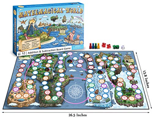 Mathemagical World - Addition & Subtraction Math Board Game for Kids, 2-4 players, Ages 5+ and Perfect for Homeschool, Kindergarten, Pre-k, and Gifted & Talented Prep - image 2