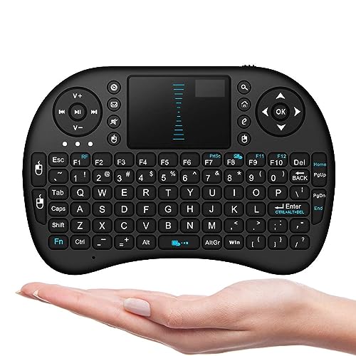 VRish Mini Keyboard with Backlight Touchpad Mouse, Mini Wireless Keyboard and Multimedia Keys for Android TV Box Smart TV HTPC PS3 Smart Phone Tablet Mac Linux Windows OS