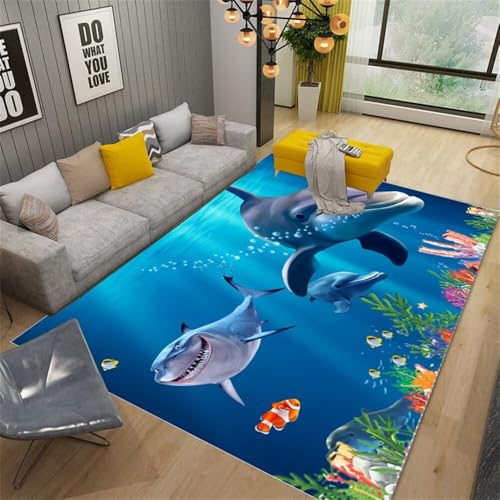 Tapis de décoration la maison bleu vert 180x230cm avec coussin sol enfant - 2