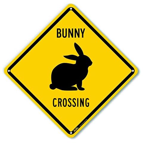 Petka Signs and Graphics - PKAC-0175-NA_10x10 PetKa Signs and Graphics PKAC-0175-NA_"Bunny Crossing" Aluminum Sign, Black Text with Yellow Background 10" x 10", Black Text with Yellow Background Cover